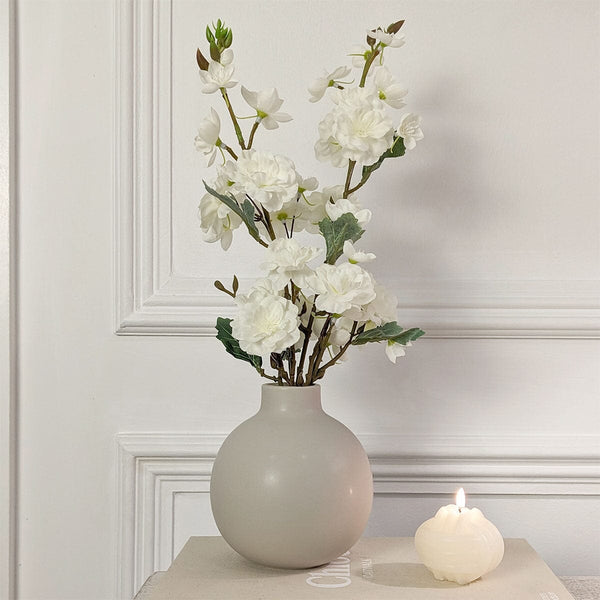 Serene Faux Blossom Arrangement in Ceramic Taupe Vase Accessories 