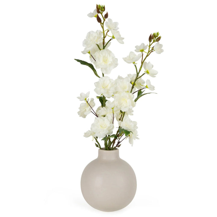 Serene Faux Blossom Arrangement in Ceramic Taupe Vase Accessories 