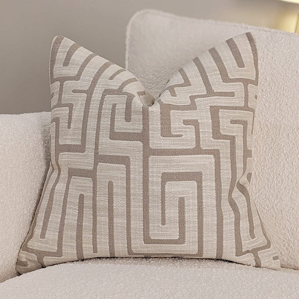 Serene Neutral Geometric Printed Cushion - 45 x 45cm Textiles 