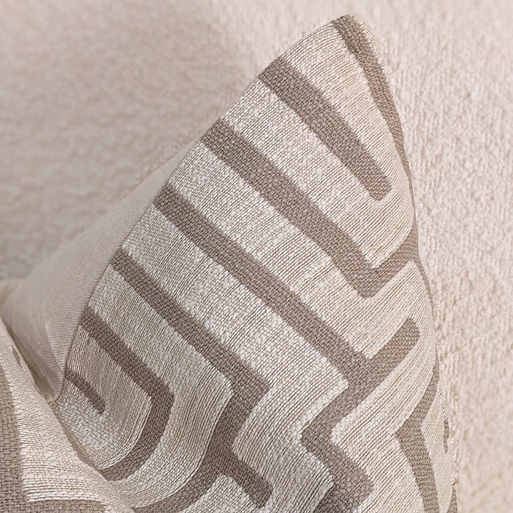 Serene Neutral Geometric Printed Cushion - 45 x 45cm Textiles 