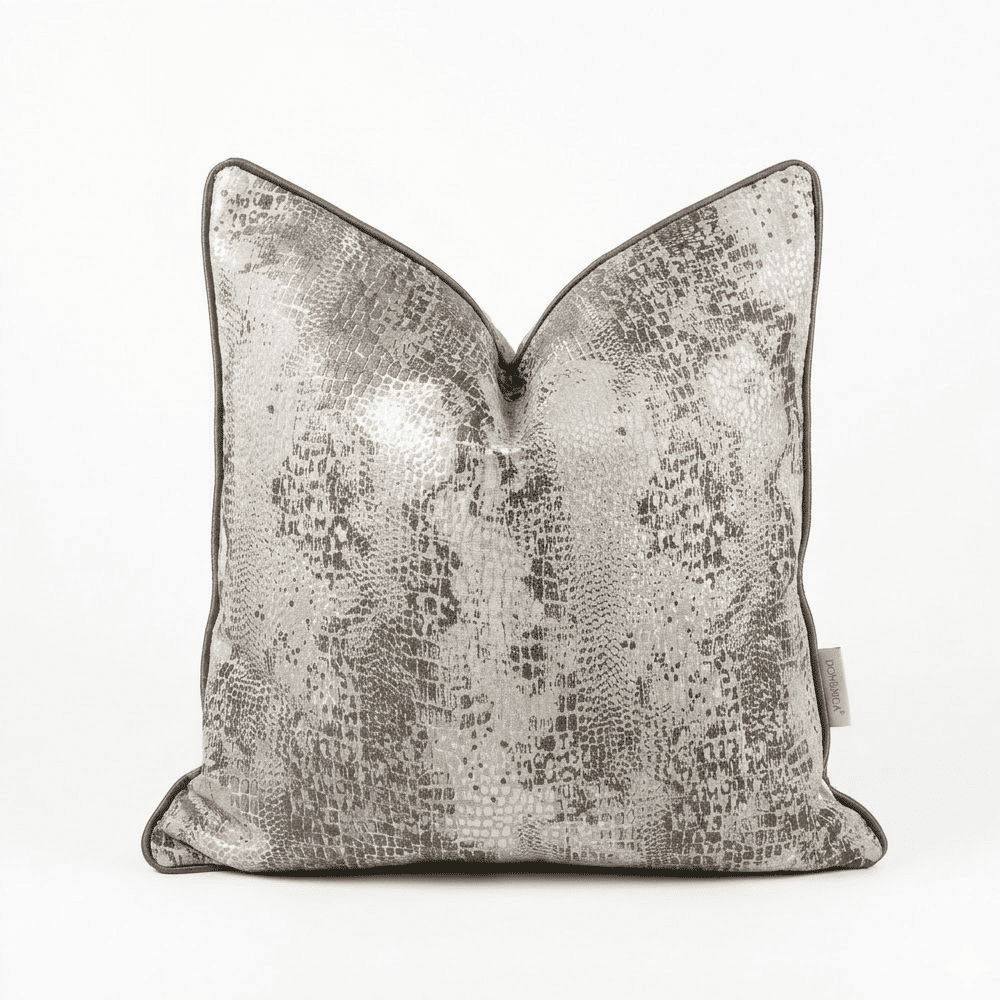 Serpentine Grey Snake Print Cushion Cover - 50x50cm Textiles 