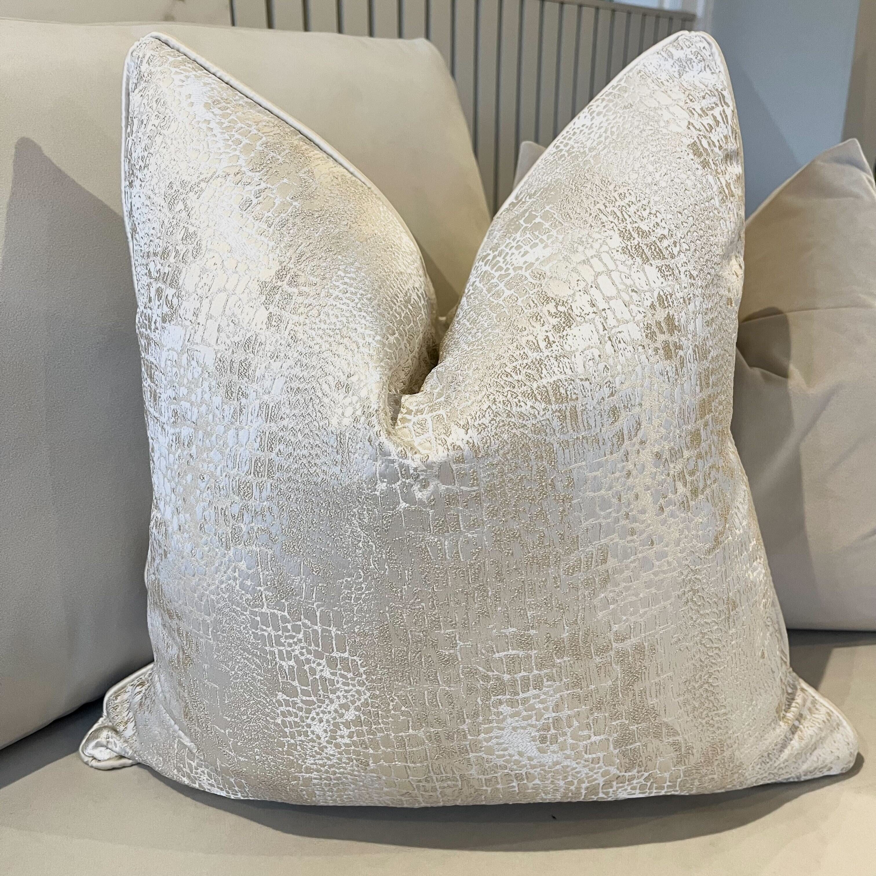 Serpentine Ivory Snake Print Feather Filled Cushion- 50x50cm Textiles 