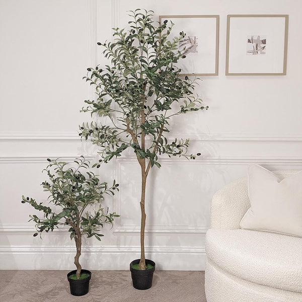 Set of 2 Faux Potted Olive Trees Accessories 