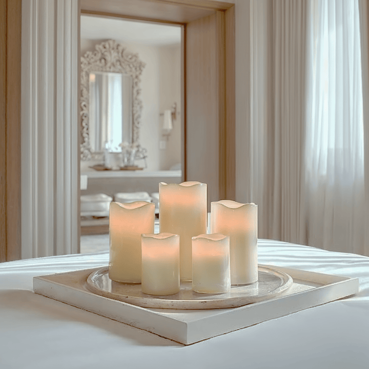 Set of 5 Cream Decorative LED Candles Fragrance 