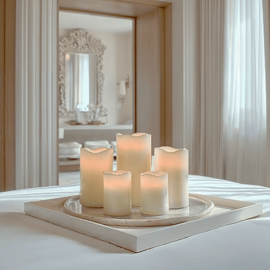 Set of 5 Cream Decorative LED Candles Fragrance 