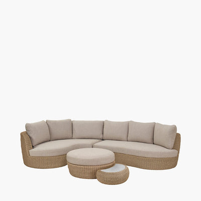 Sevilla Natural Wicker Outdoor Curved Sofa & Footstool Set Outdoor 