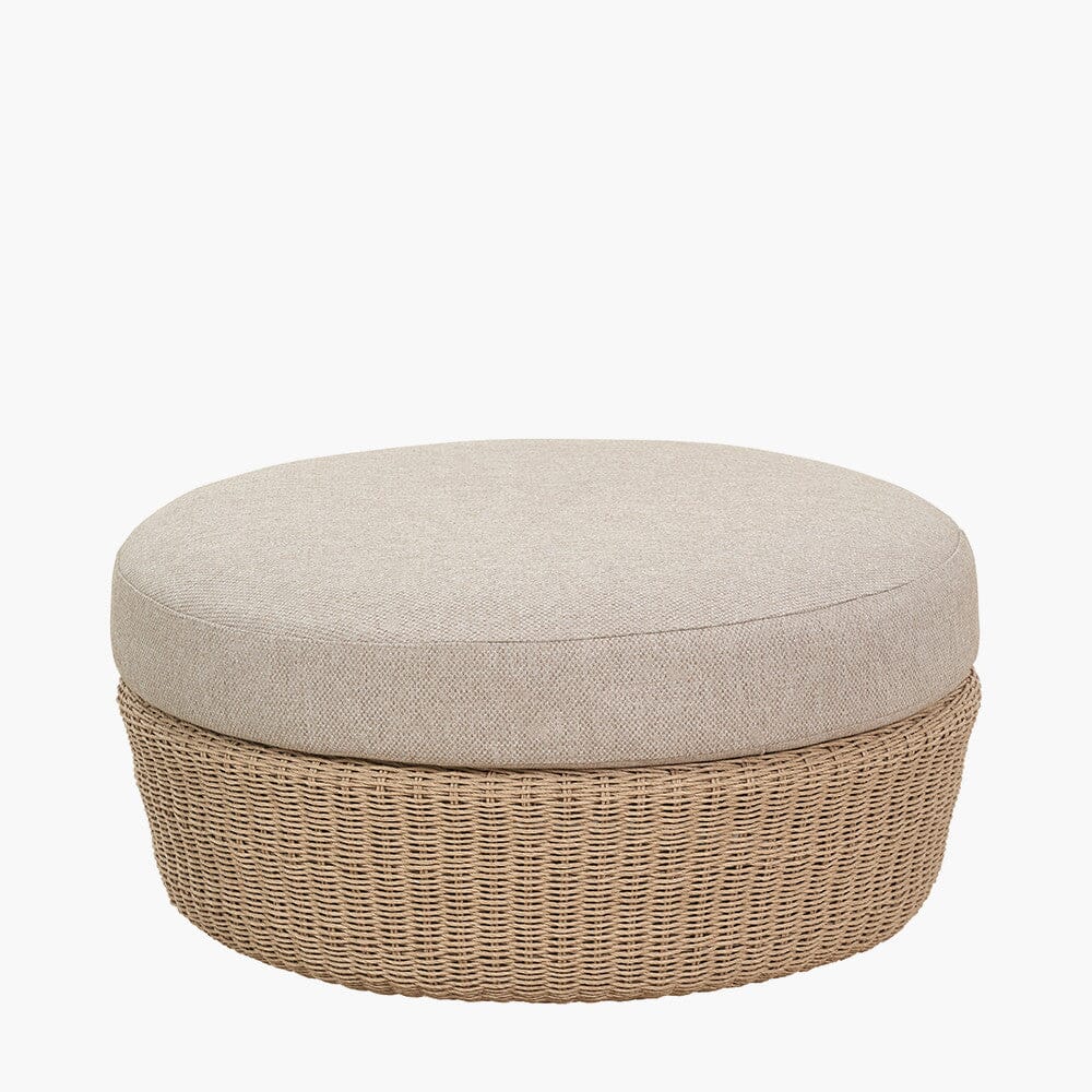 Sevilla Natural Wicker Outdoor Curved Sofa & Footstool Set Outdoor 