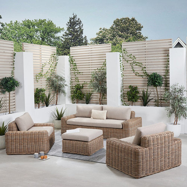 Seville Neutral Chunky Rattan Outdoor Lounge Sofa Set Outdoor 