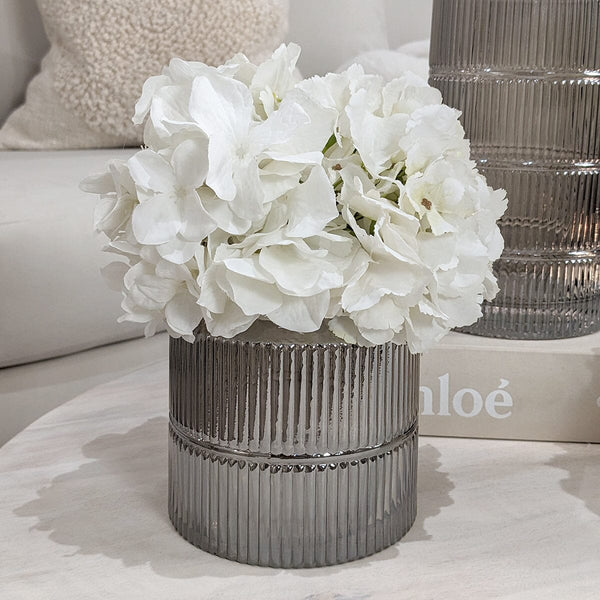 Seville Petite Smoked Glass Ribbed Vase Accessories 