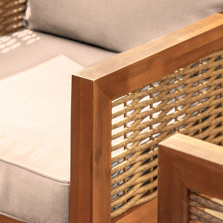 Seychelles Acacia Wood & Cream Outdoor Lounge Set Outdoor 