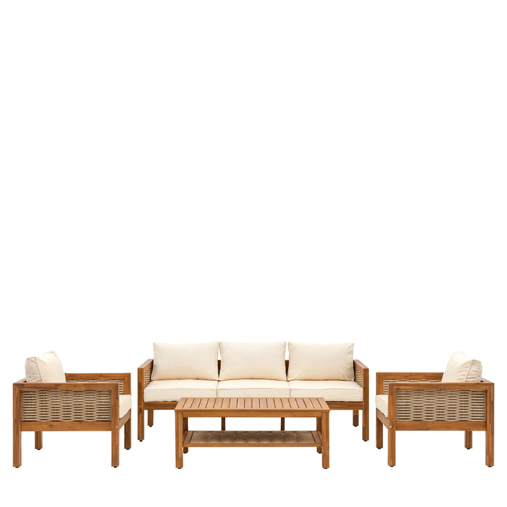 Seychelles Acacia Wood & Cream Outdoor Lounge Set Outdoor 