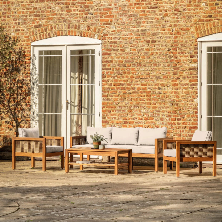 Seychelles Acacia Wood & Cream Outdoor Lounge Set Outdoor 