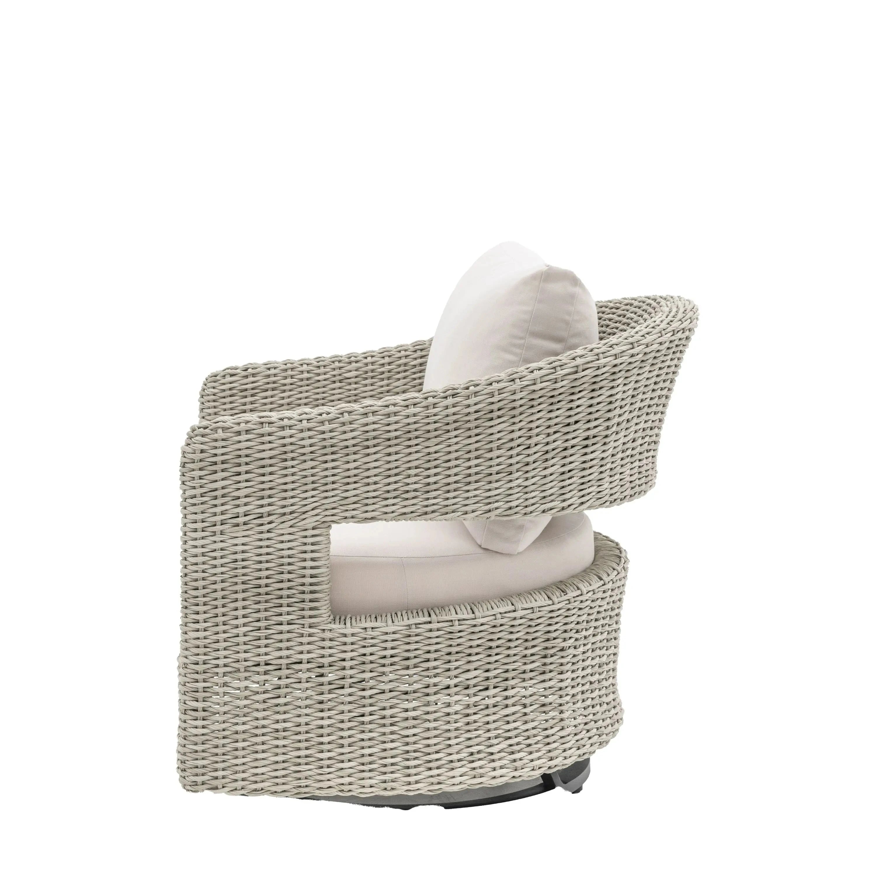 Seychelles Outdoor Cream & Natural Rattan Curved Swivel Chair Outdoor 