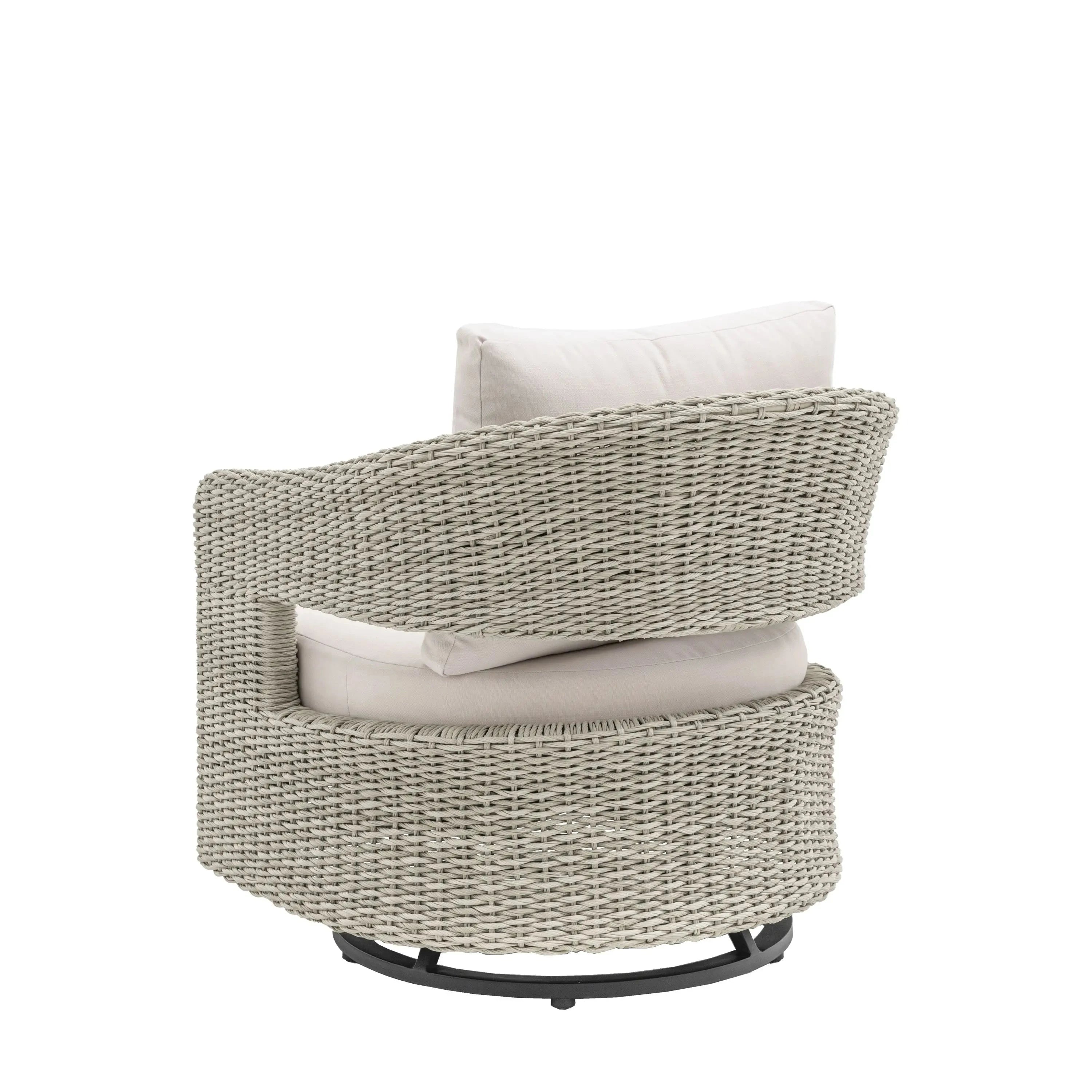 Seychelles Outdoor Cream & Natural Rattan Curved Swivel Chair Outdoor 