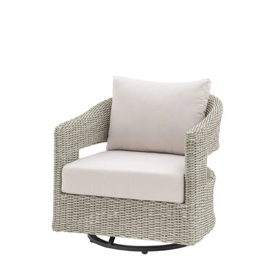 Seychelles Outdoor Cream & Natural Rattan Curved Swivel Chair Outdoor 