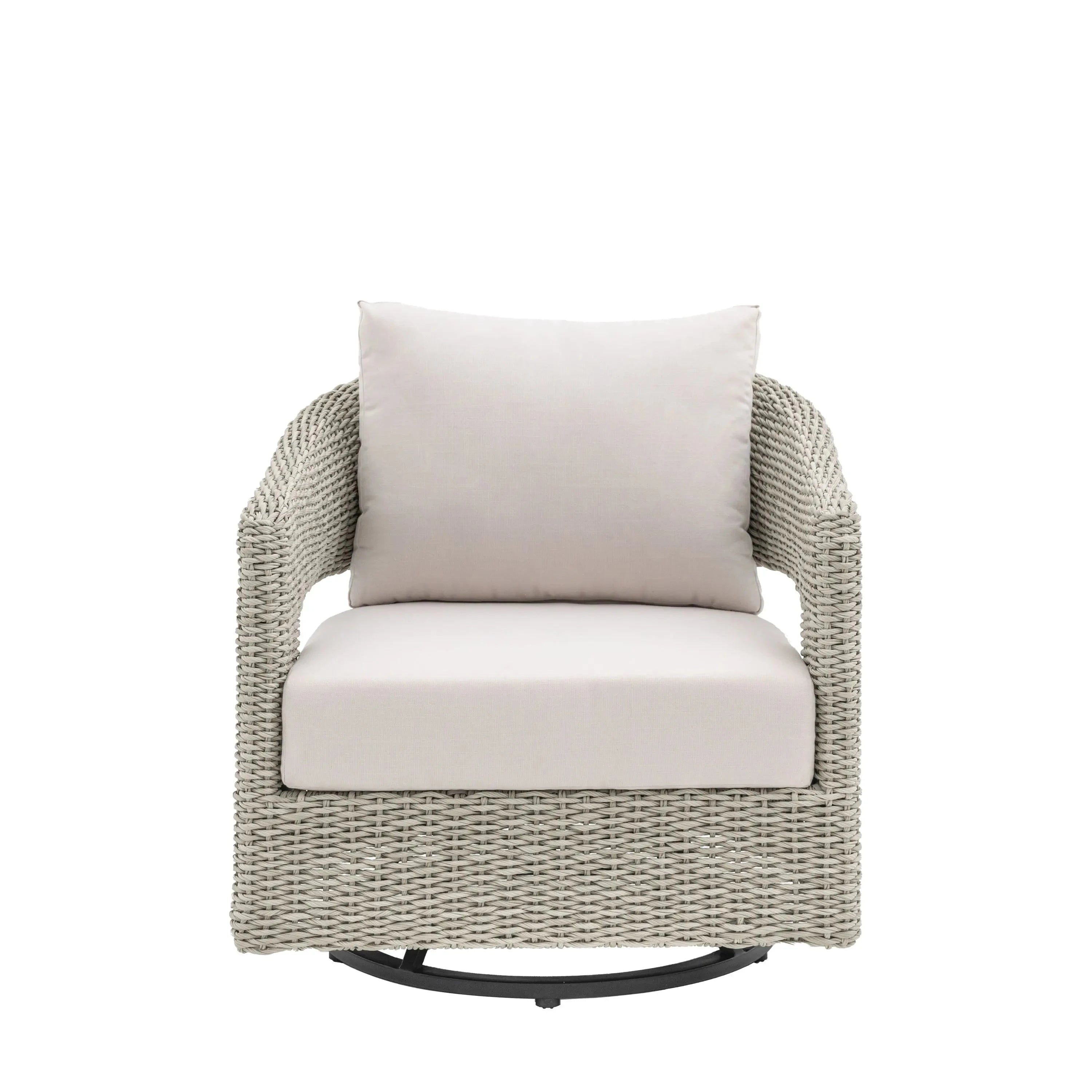 Seychelles Outdoor Cream & Natural Rattan Curved Swivel Chair Outdoor 