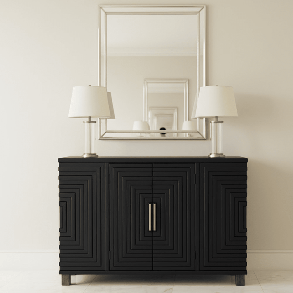Shelin Black 2 Door Sideboard with Gold Handles Furniture 
