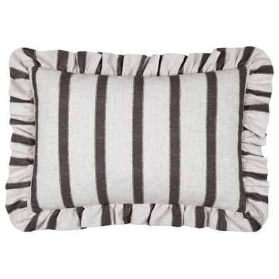 Sheline Chocolate Striped Bolster Cushion with Frilled Edge Textiles 