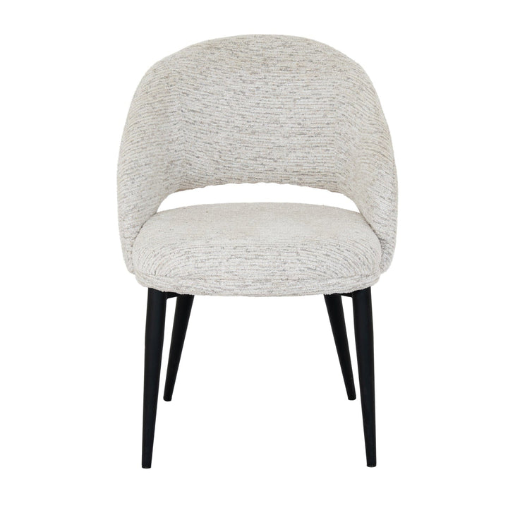 Shella Cream Textured Curved Dining Chair with Black Legs Furniture 