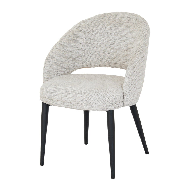 Shella Cream Textured Curved Dining Chair with Black Legs Furniture 