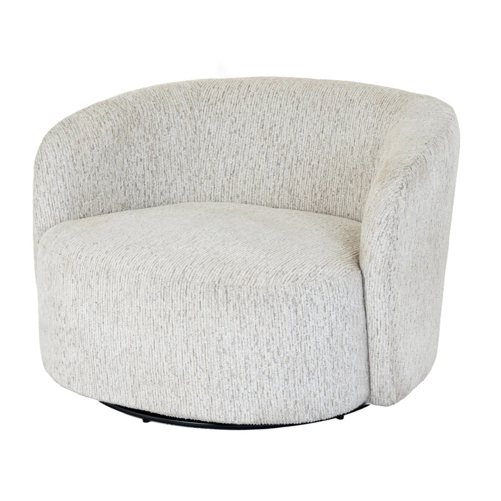 Shella Cream Textured Curved Swivel Armchair Furniture 