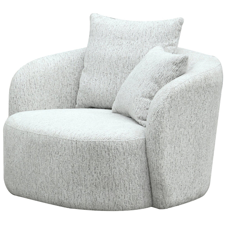 Shella Cream Textured Curved Swivel Armchair Furniture 