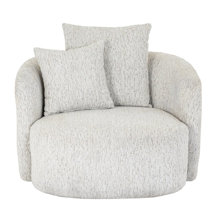 Shella Cream Textured Curved Swivel Armchair Furniture 