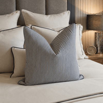 Shoreham Blue Stripe Feather Filled Cushion - 50x50cm