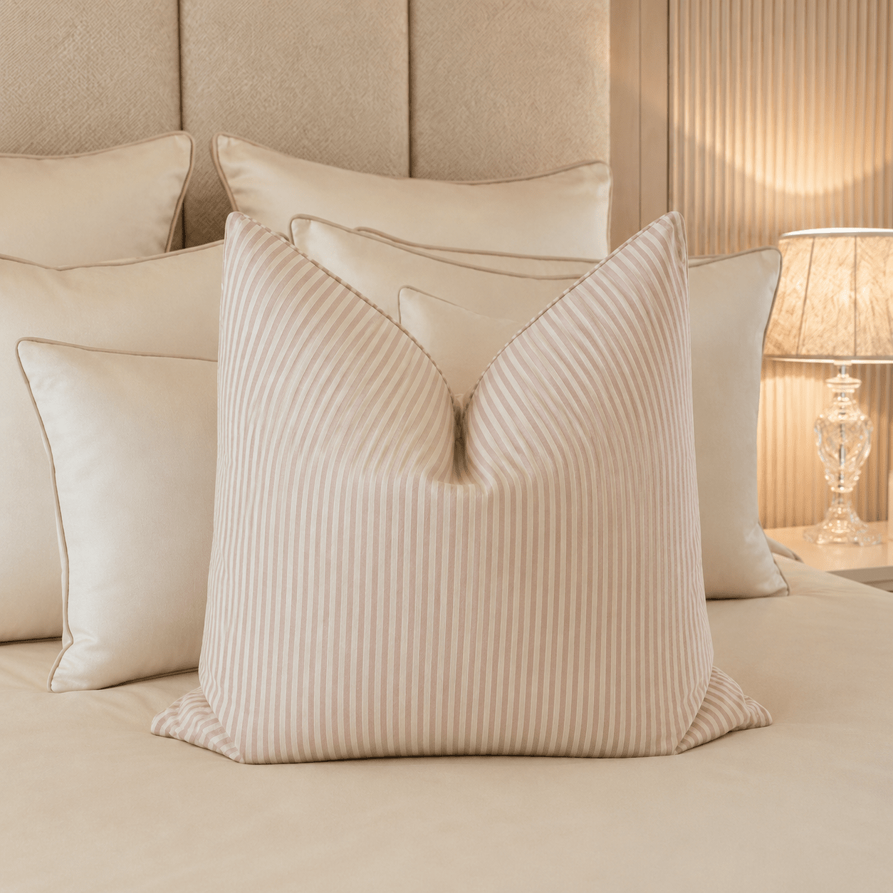 Shoreham Pink Stripe Feather Filled Cushion- 50x50cm 
