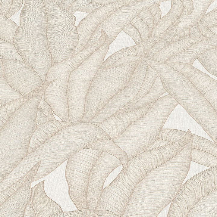 Sia Neutral Leaf Print Patterned Wallpaper Home Improvement 