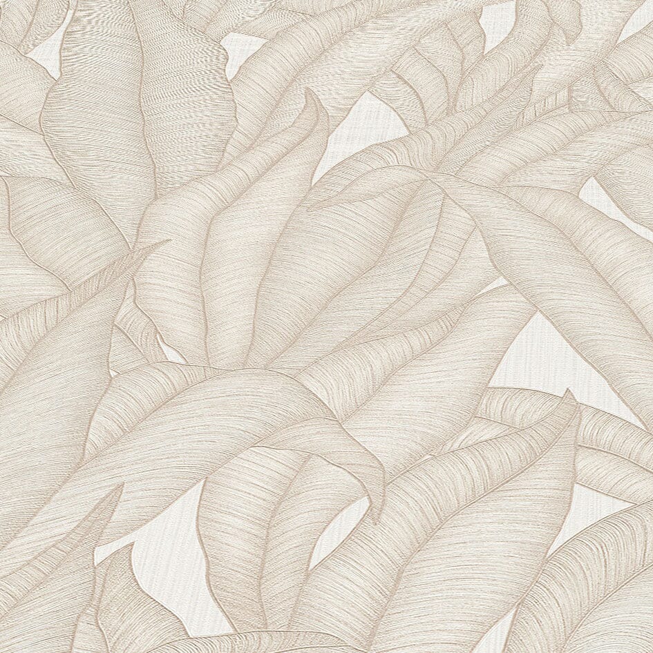 Sia Neutral Leaf Print Patterned Wallpaper Home Improvement 