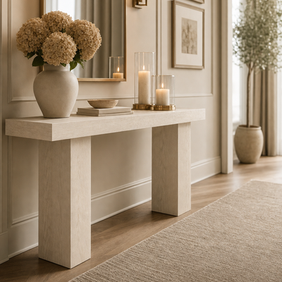 Hudson White Washed Wood Console Table