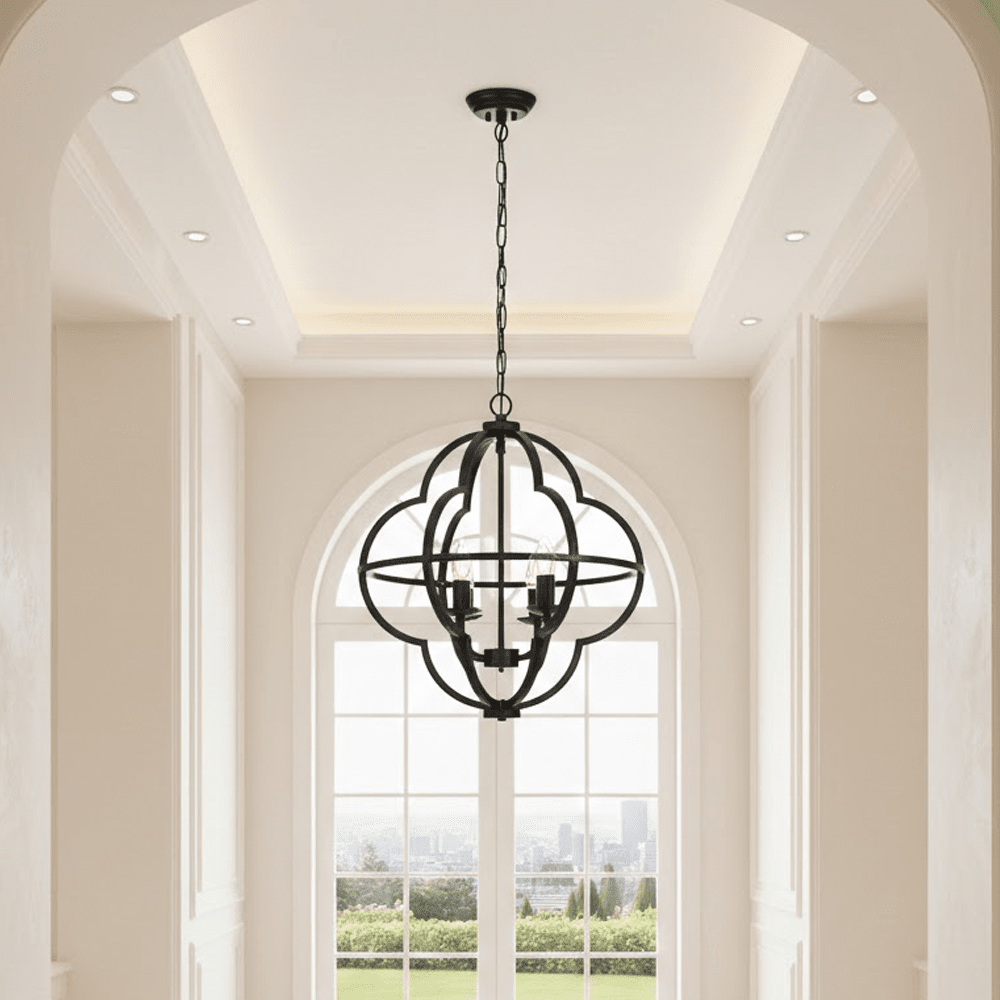Sienna Black Metal 4 Light Pendant Ceiling Light Lighting 