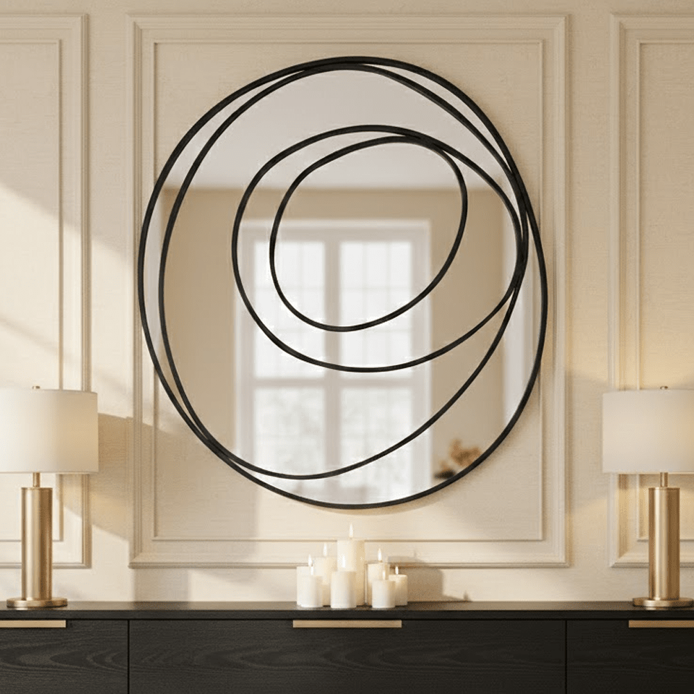 Sienna Black Metal Swirl Wall Mirror Accessories 