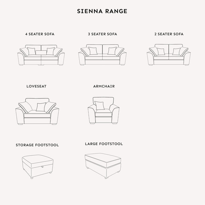 Sienna Champagne Chenille Sofa Range Sofa 