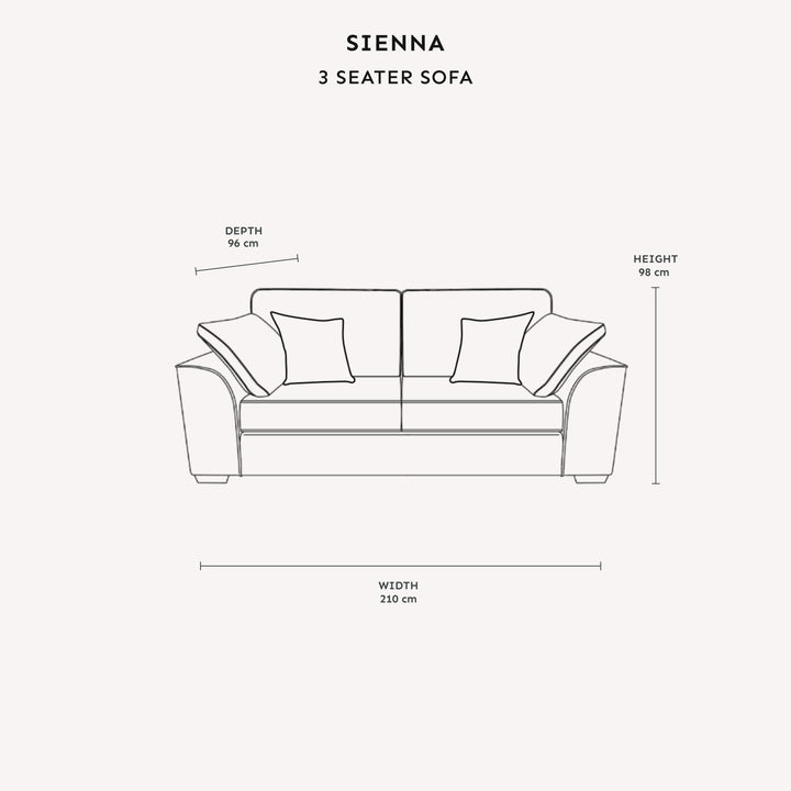 Sienna Champagne Chenille Sofa Range Sofa 3 Seater 