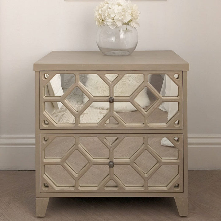 Sienna Whitewash 2 Drawer Bedside Table Furniture 