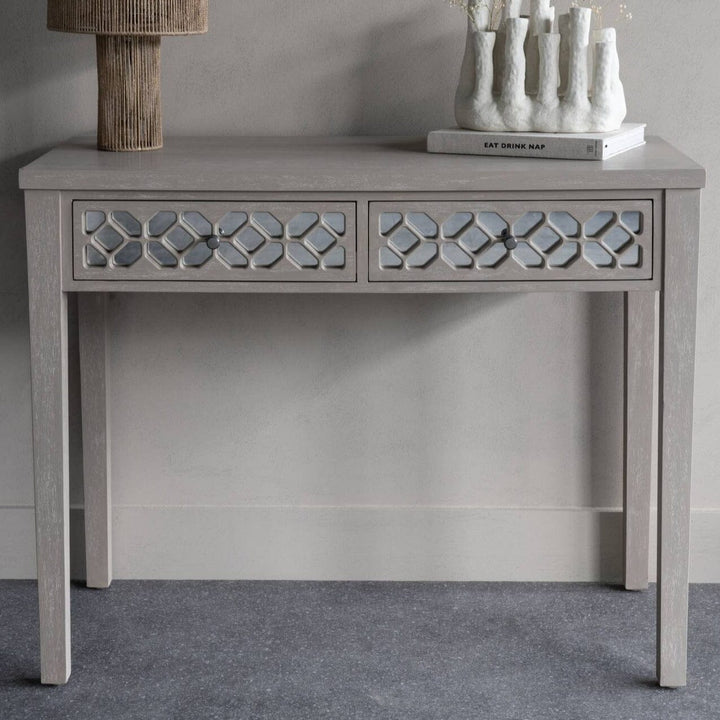 Sienna Whitewash Wooden 2 Drawer Console Table Furniture 