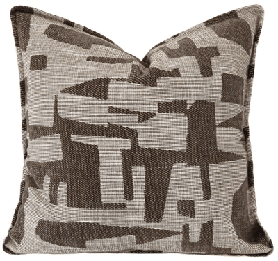 Sierra Brown & Taupe Geometric Feather Filled Cushion - 50x50cm Textiles 