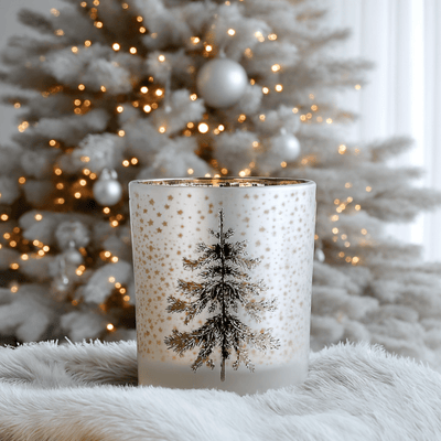 Silver Festive Christmas Tree Candle Holder Accessories 