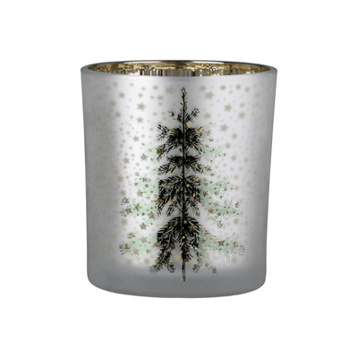 Silver Festive Christmas Tree Candle Holder Accessories 