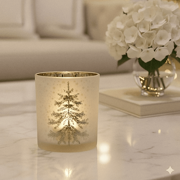 Silver Large Festive Christmas Tree Candle Holder Accessories 