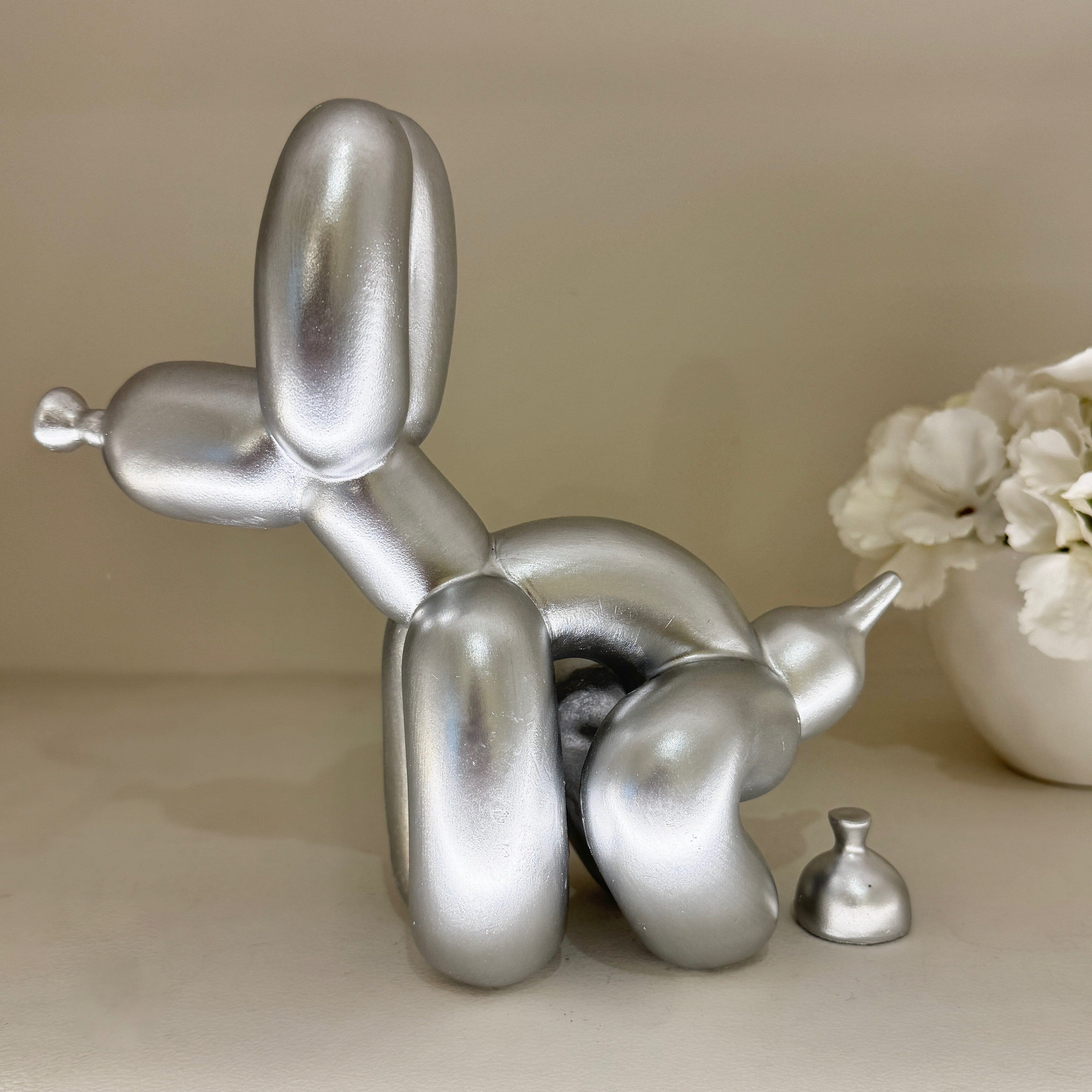 Silver Squatting Decorative Balloon Dog Ornament Accessories 
