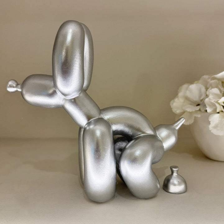 Silver Squatting Decorative Balloon Dog Ornament Accessories 