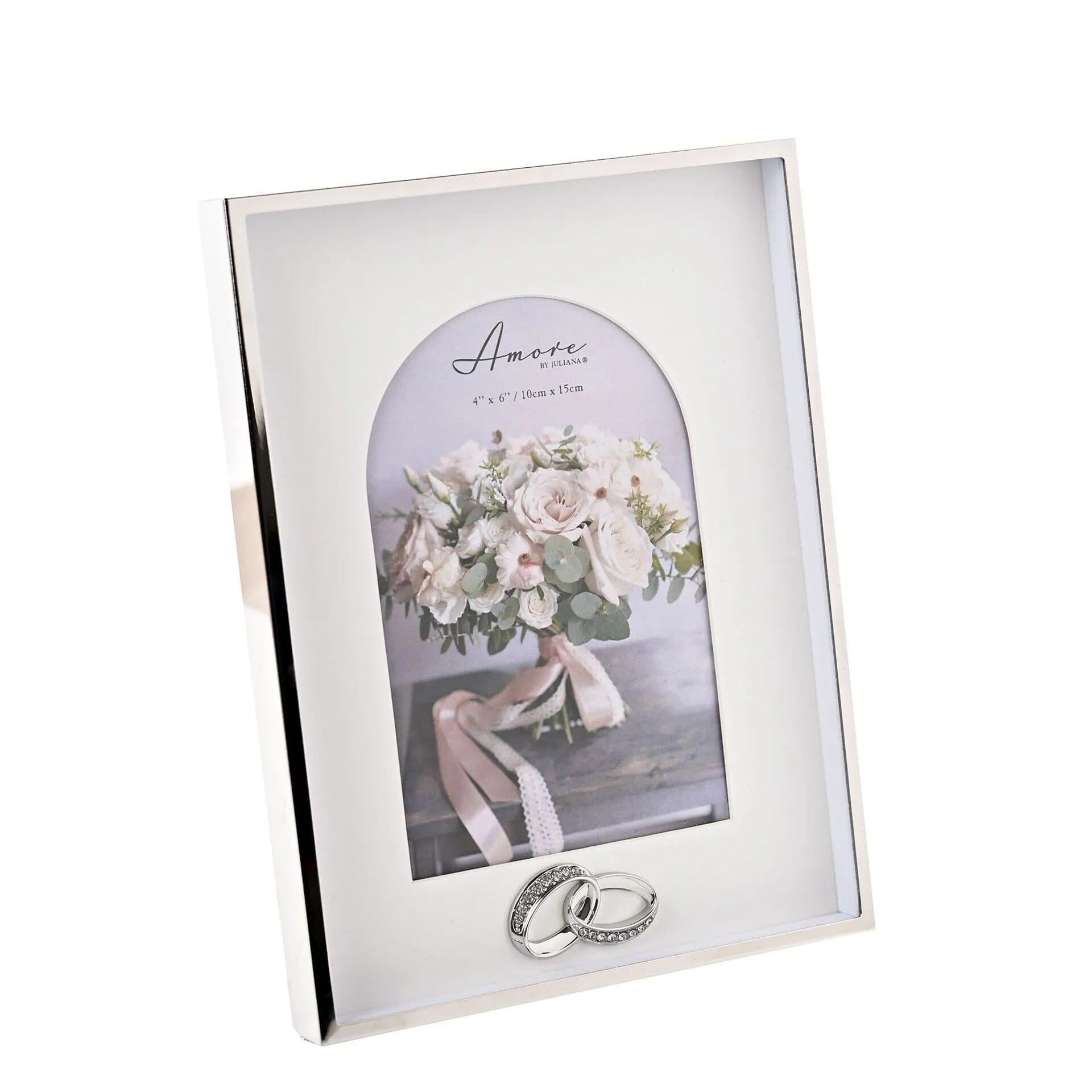 Silver Wedding Arch Photo Frame with Rings- 4x6" Accessories 