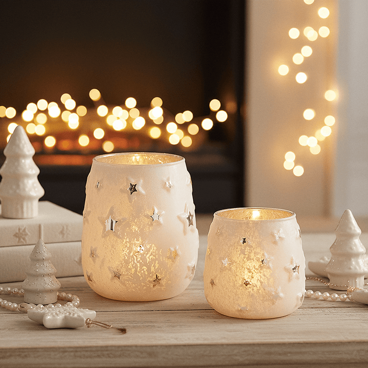 Silver & White Star Candle Holder Accessories 