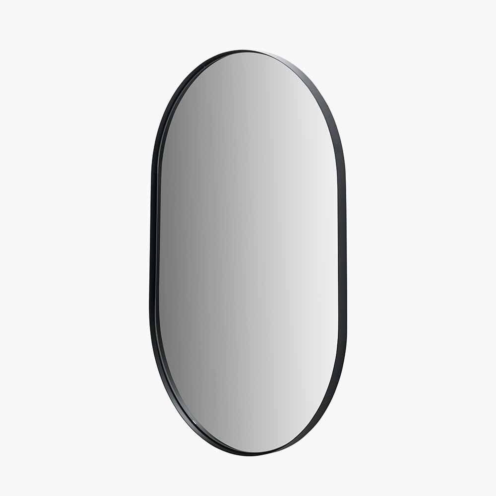 Siona Black Metal Slim Frame Oval Wall Mirror Accessories 