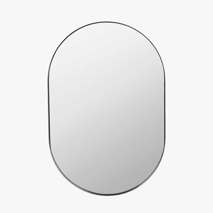 Siona Silver Metal Slim Frame Oval Wall Mirror Accessories 