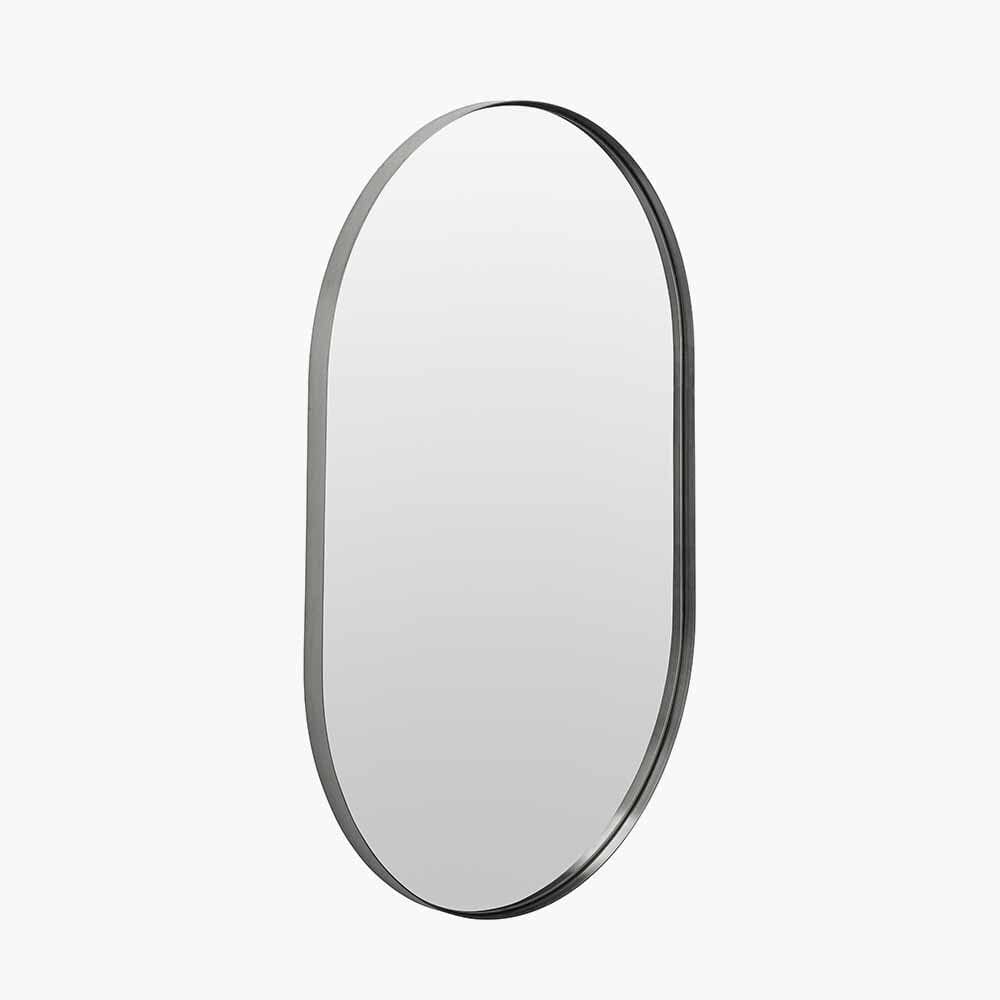 Siona Silver Metal Slim Frame Oval Wall Mirror Accessories 