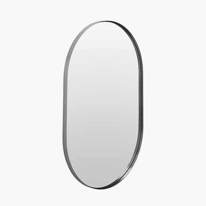 Siona Silver Metal Slim Frame Oval Wall Mirror Accessories 